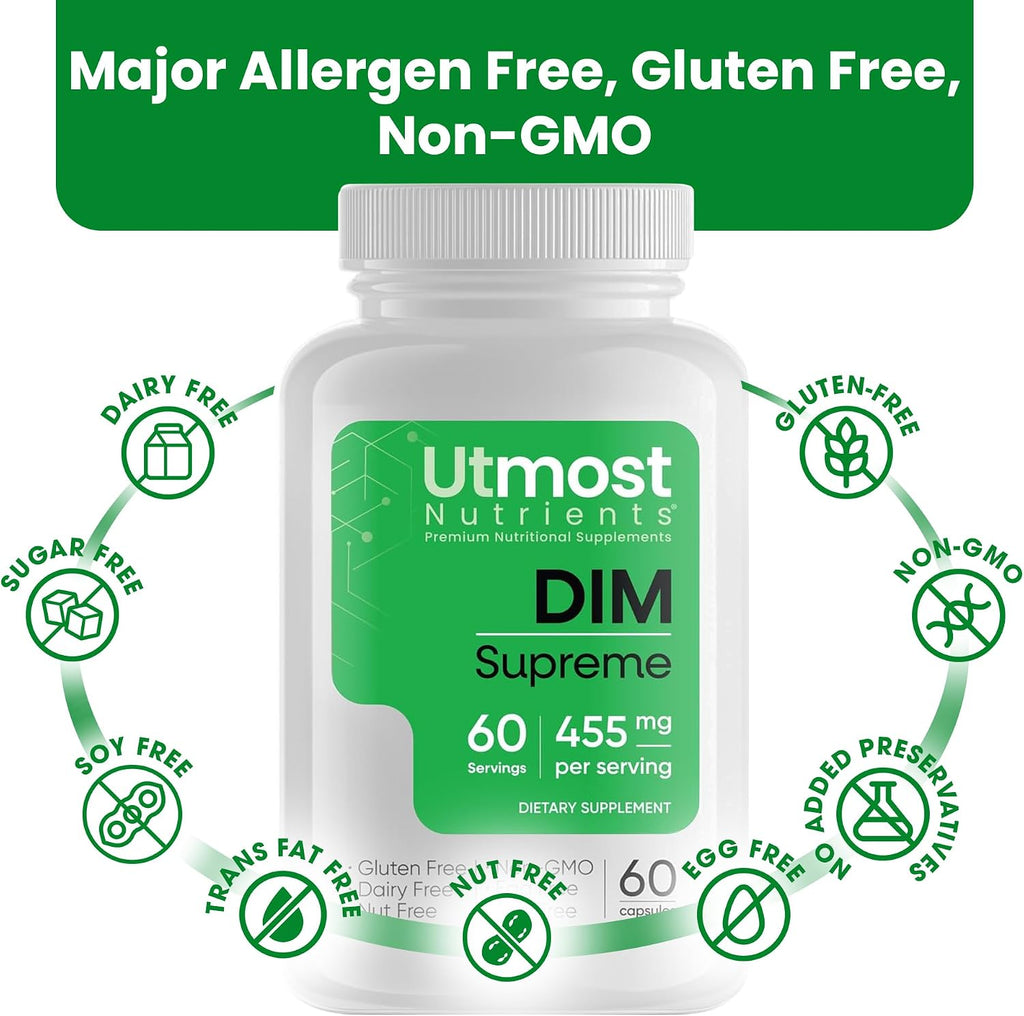 Suplemento DIM 455 mg para Mujer - 60 Cápsulas con Brócoli y Bioperine | Equilibrio Hormonal