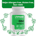 Suplemento DIM 455 mg para Mujer - 60 Cápsulas con Brócoli y Bioperine | Equilibrio Hormonal