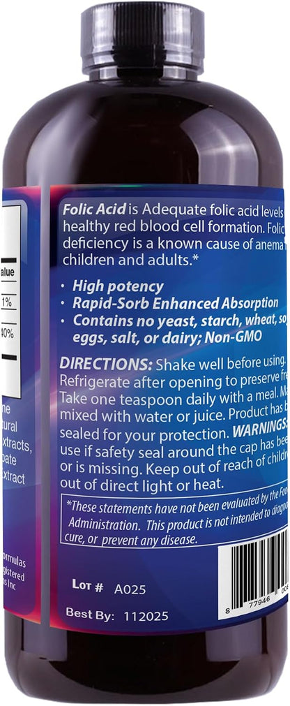 Ácido Fólico Líquido 800 mcg, 237 ml – Personas con necesidades aumentadas de vitamina B9: Como aquellas con – Image 5