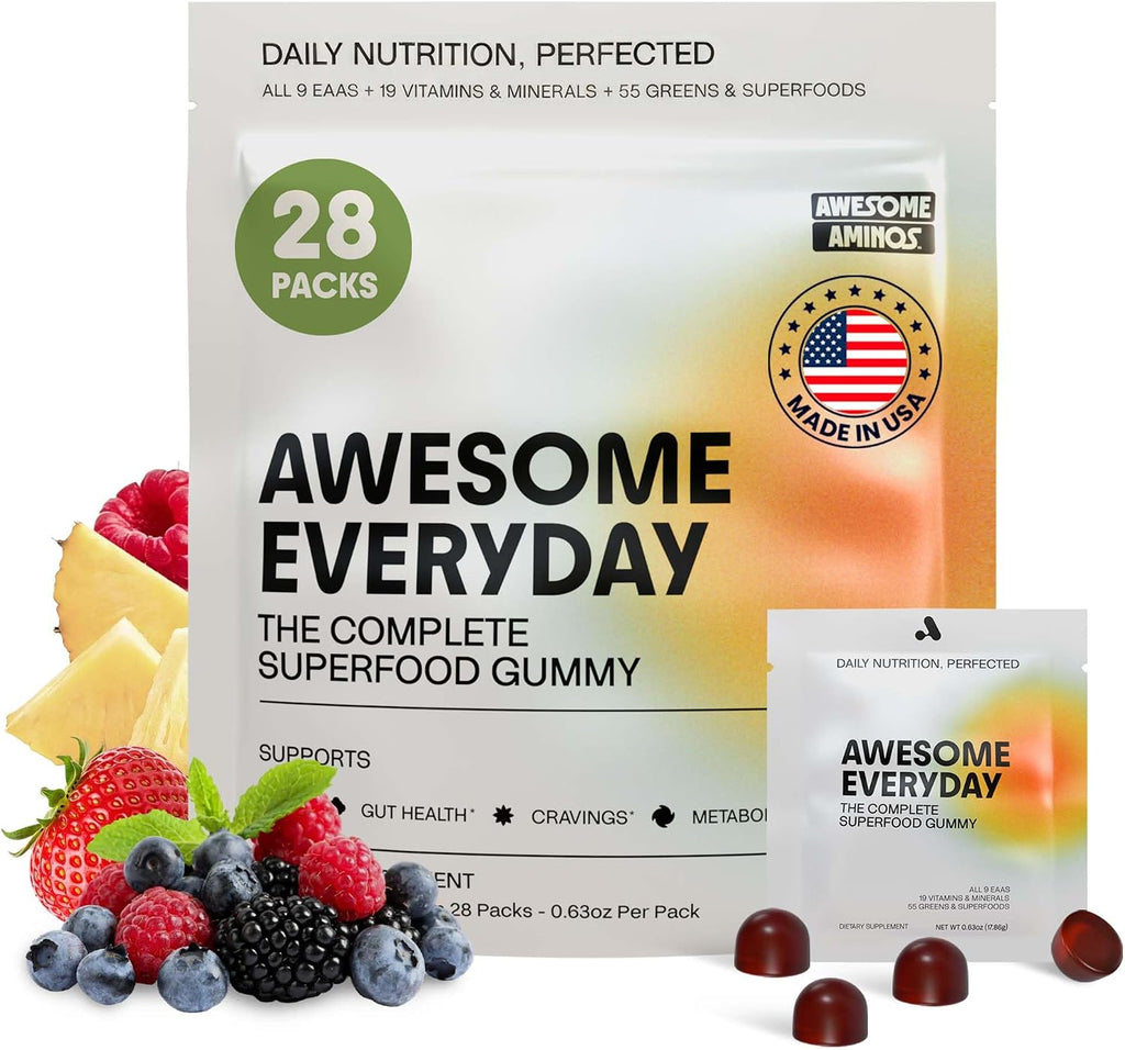 Awesome Everyday Essential Daily Nutrition Gummies – Gominolas Nutricionales Diarias con Aminoácidos Esenciales, Vitaminas, Minerales y Superalimentos Fermentados
