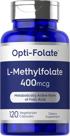 Carlyle L-Metilfolato 400 mcg | 120 Cápsulas Vegetales | Folato Metilado Activo | No GMO y Sin Gluten