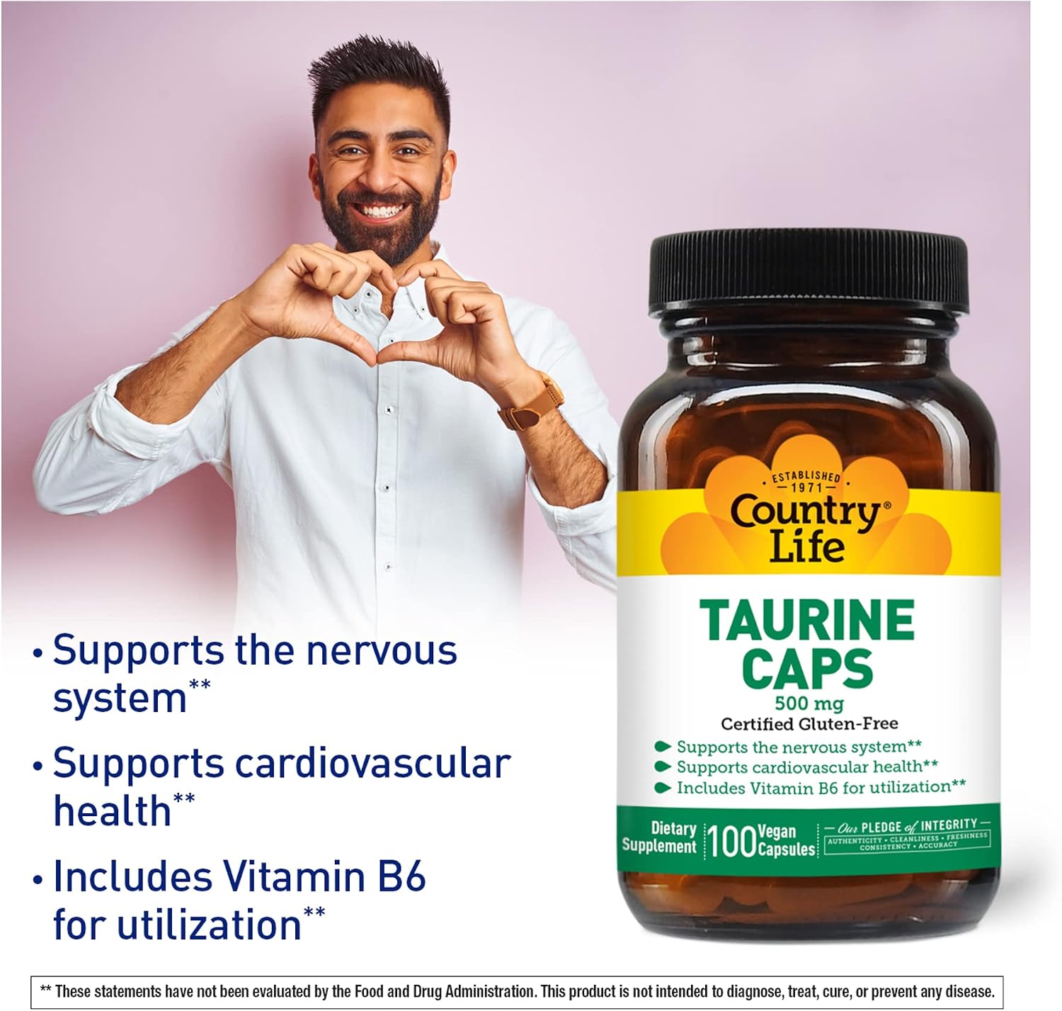 Country Life Taurina 500 mg - 100 Cápsulas