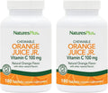 NaturesPlus Orange Juice Jr. - Pack de 2, 180 Comprimidos Masticables - 100 mg de Vitamina C - Vegetariano, Sin Gluten - 360 Porciones Totales