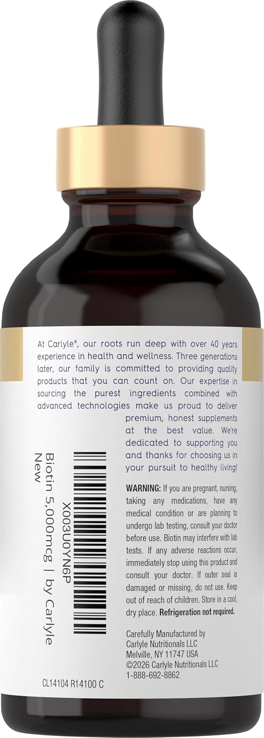 Carlyle Biotin 5000mcg Gotas Líquidas Sabor Berry - 118 ml