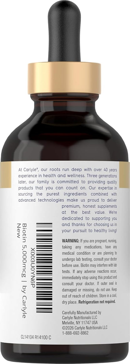 Carlyle Biotin 5000mcg Gotas Líquidas Sabor – Piel y cabello: La biotina contribuye al mantenimiento de la piel y – Image 3