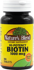 Nature's Blend Biotina Alta Potencia 1000 mcg, 100 Comprimidos