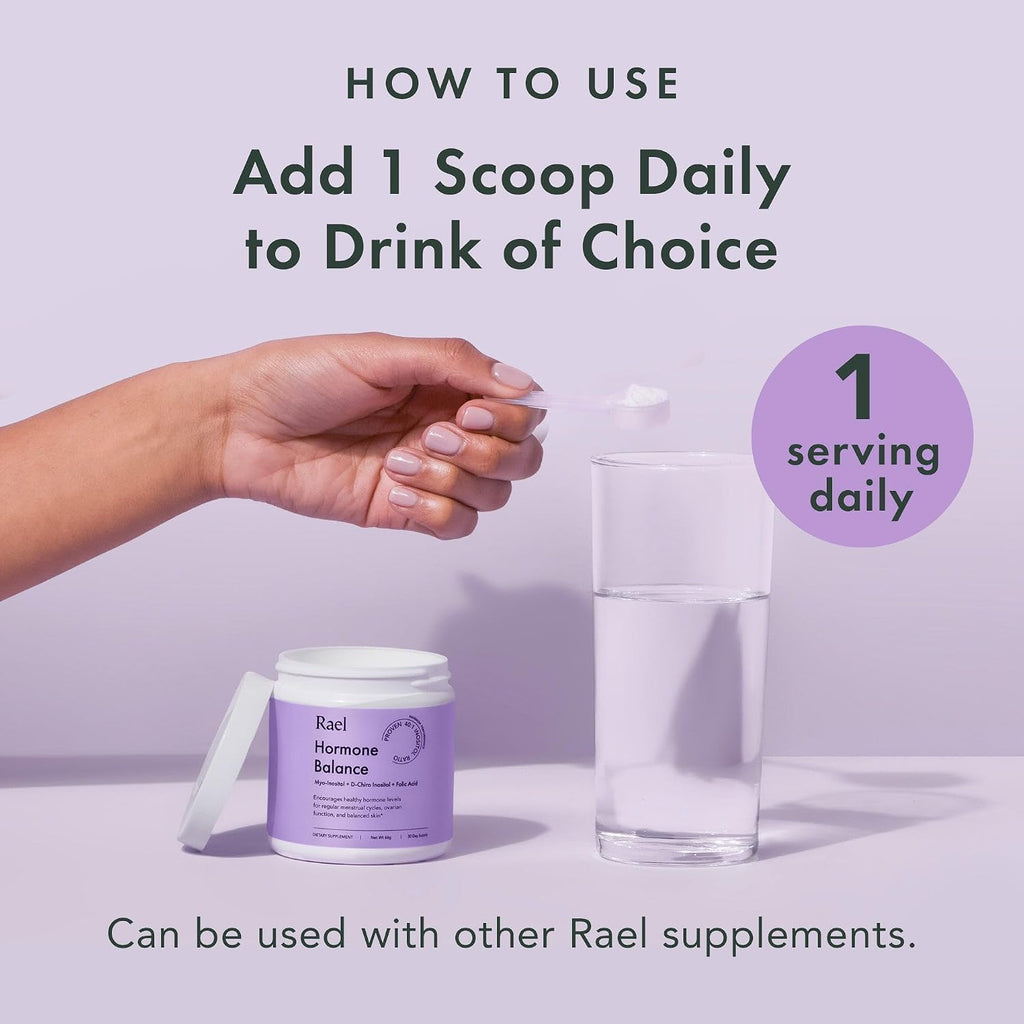 Rael Inositol en Polvo para el Equilibrio Hormonal Femenino - 40:1 con Ácido Fólico y Vitamina D (30 Dosis)