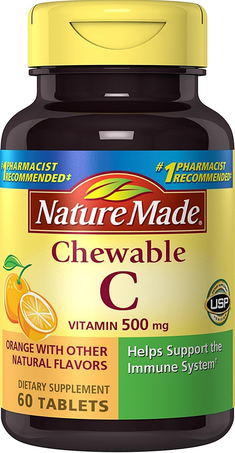Vitamina C Masticable 500 mg - Nature Made (Pack de 3, 180 tabletas)