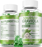 Gominolas de Graviola (Soursop) con Vitamina C y Zinc - 60 Gominolas Sin Azúcar, Veganas y Sin Gluten