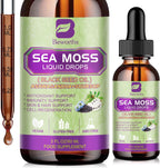 Sea Moss Liquid Drops - Musgo Marino Irlandés Orgánico con Aceite de Semilla Negra, Espirulina, Saúco y Vitaminas C y D3