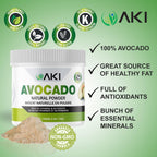 AKI Avocado Superfood Powder (170g) - Rico en Nutrientes, Vitaminas, Omega 3 y Antioxidantes - Vegano y No-GMO