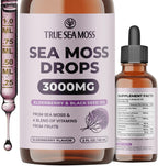 TrueSeaMoss Irish Sea Moss Gotas Líquidas – Aceite de Semilla Negra, Extracto de Bladderwrack, Raíz de Bardana, Vitamina C y Zinc – Sabor Manzana – 30 Dosis