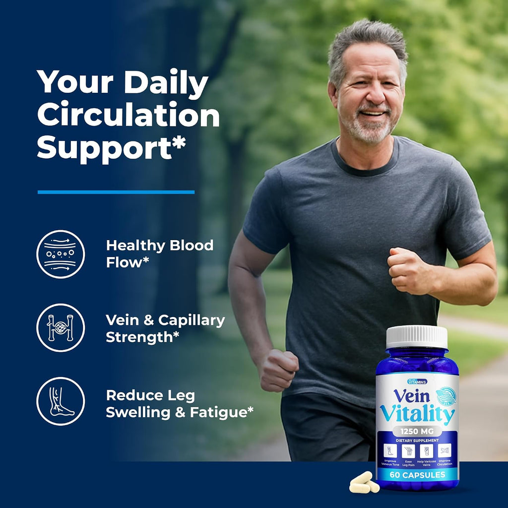 Vein Vitality Complejo Diosmin Hesperidina 1250 mg con Castaño de Indias y Rusco - 60 Cápsulas