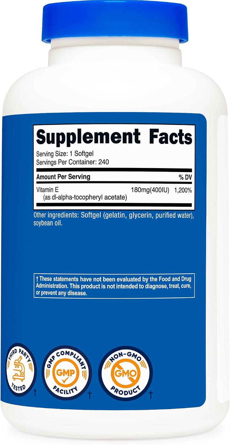 Nutricost Vitamin E 400 IU, 240 Softgels - Gluten Free, Non-GMO
