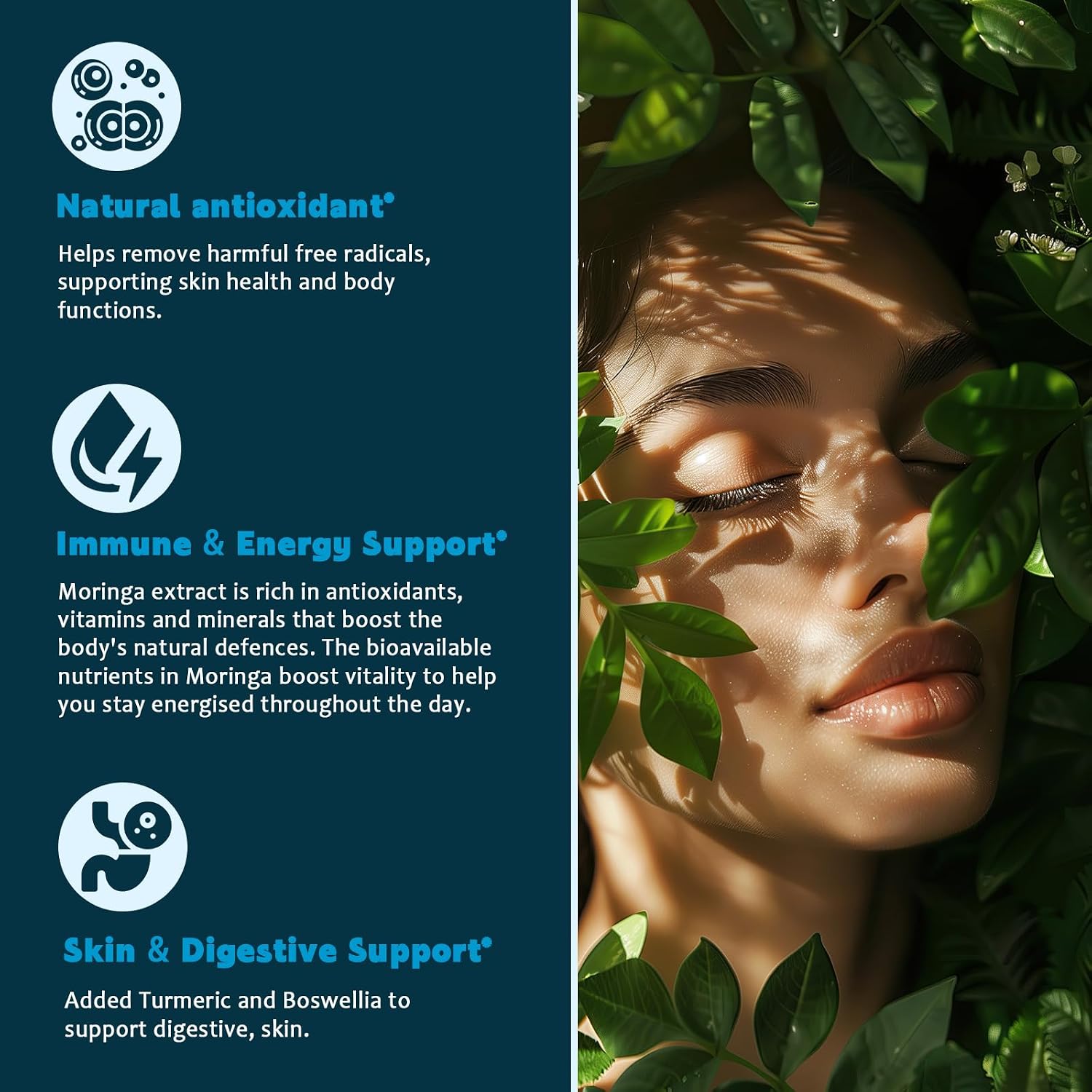 Extracto de Hojas de Moringa Orgánico en Gotas (2 Unidades) - con Cúrcuma, Boswellia y Pimienta Negra, Vegano, Sin Azúcar, 30 ml