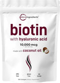 Biotina 10.000 mcg con Ácido Hialurónico + Aceite de Coco | 365 Cápsulas