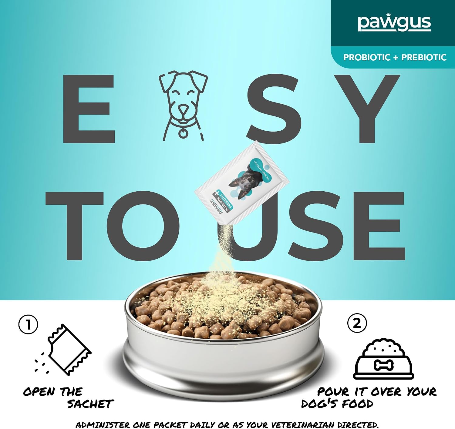 Pawgus Combo Prebiótico y Probiótico Definitivo para Perros - 30 Sobres