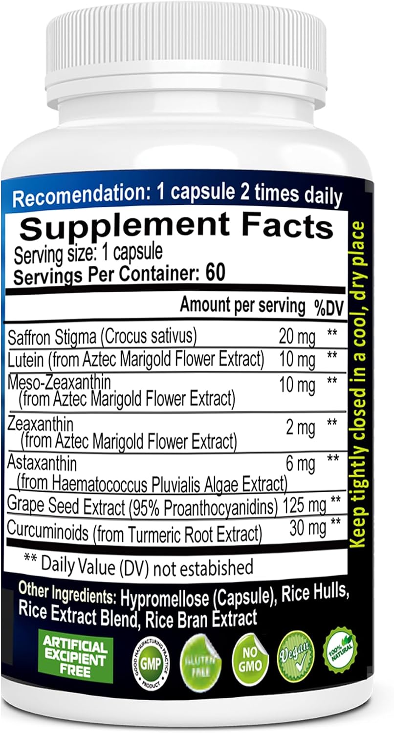 Vision Max 20/20 Suplemento Ocular – Apoyo a la Salud Visual y Confort, 60 Cápsulas