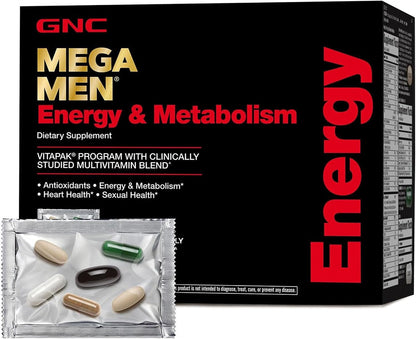 GNC Mega Men Energy and Metabolism Vitapak – – Energía y alerta mental: La cafeína (200 mg por dosis) contribuye a – Image 1