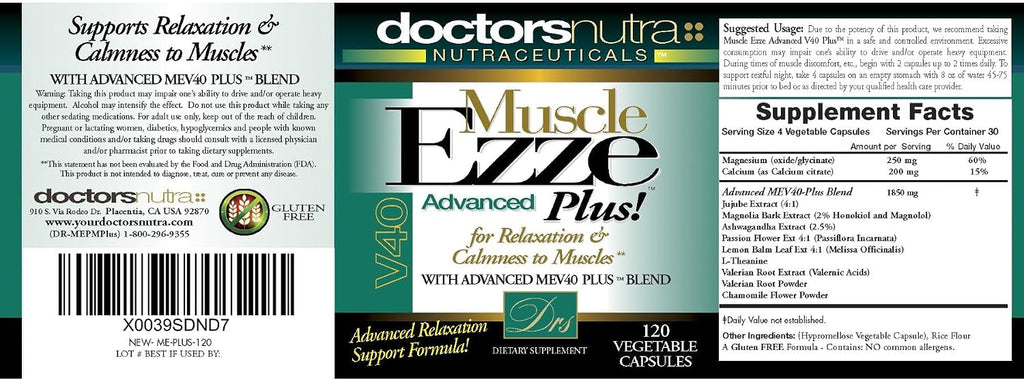 Muscle Ezze Plus - Day or Night Use - Gluten-Free - 120 Veg. Capsules
