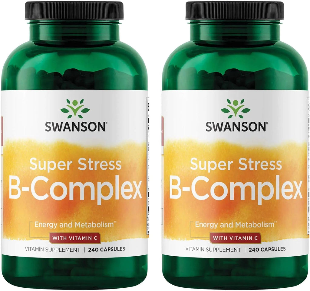 Swanson Super Stress Complejo B - Complemento de vitaminas B para energía y bienestar (240 cápsulas, pack de 2)
