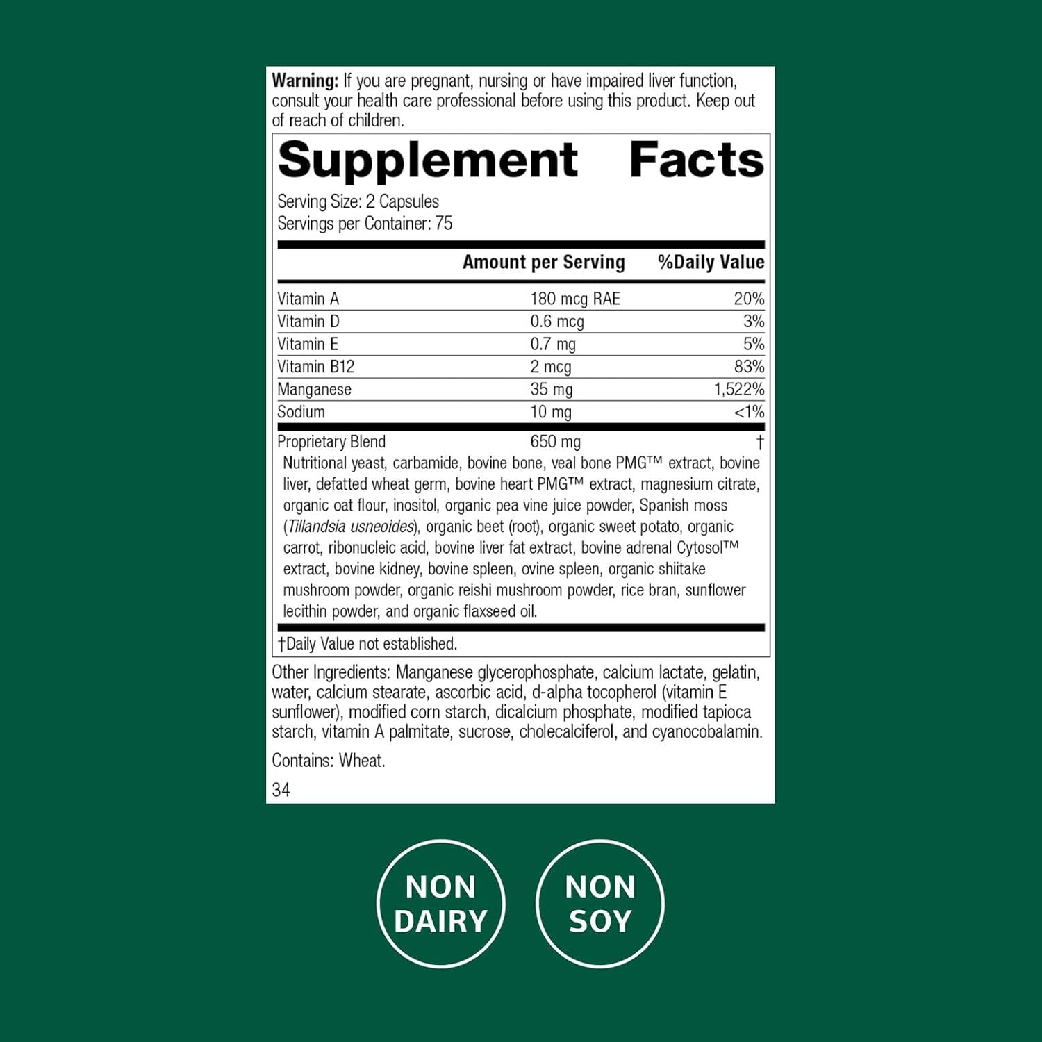 Standard Process Ligaplex II - Joint and Bone Support - Supplement with Manganese and Vitamins B12, A and D - 150 Capsules