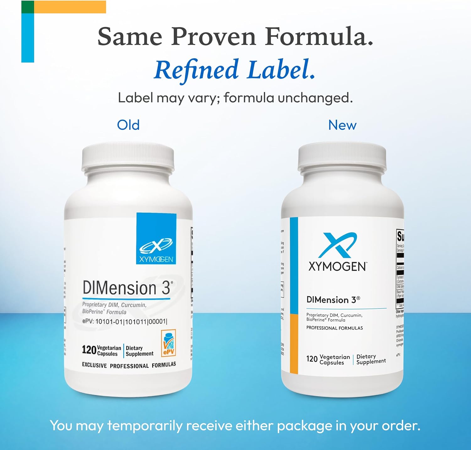 XYMOGEN Dimension 3 - Suplemento DIM para el equilibrio hormonal y el apoyo al metabolismo del estrógeno - con curcumina y BioPerine - 120 Cápsulas