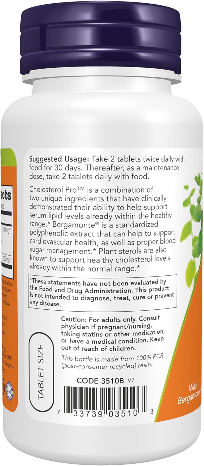NOW Foods Cholesterol Pro™ con Bergamonte™ y Esteroles Vegetales, 120 Comprimidos