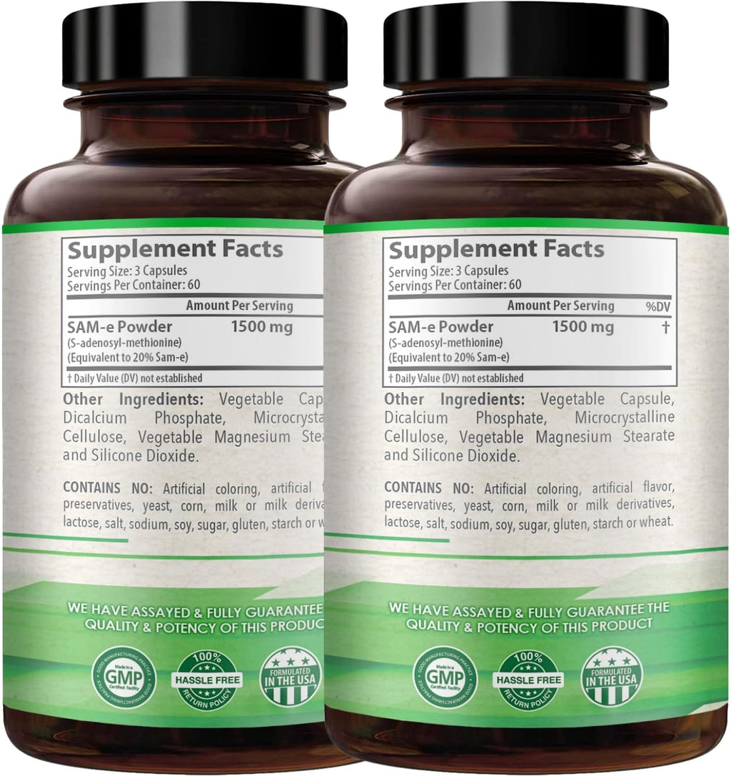 SAM-e 1500mg - S-Adenosilmetionina de Alta Absorción - 120 Cápsulas