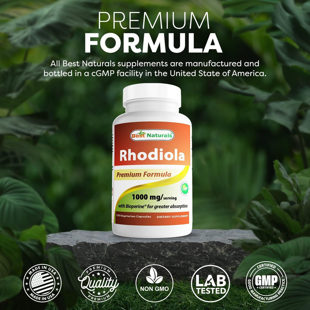 Rhodiola Rosea con Bioperine 1000mg - 120 Cápsulas Veggie