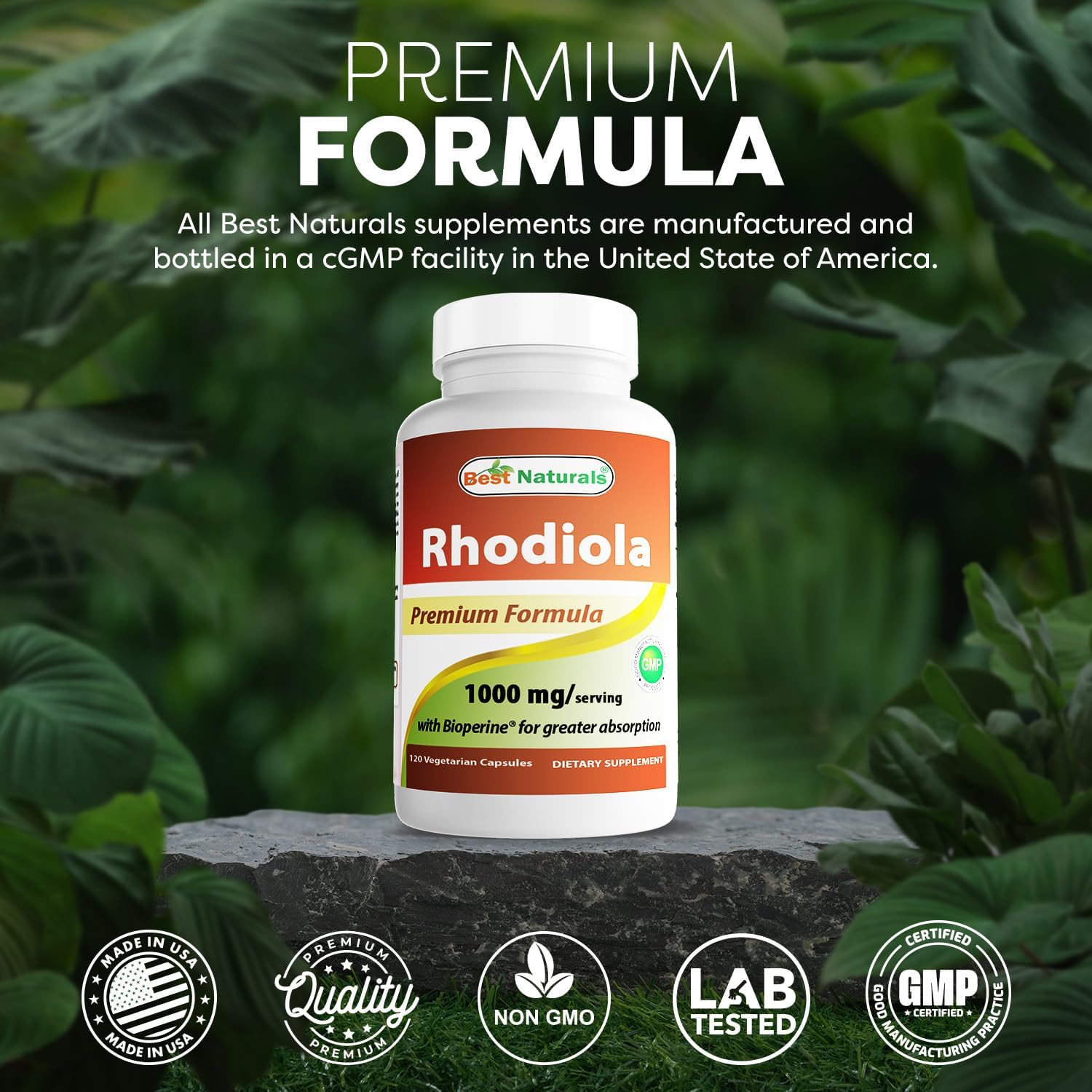 Rhodiola Rosea con Bioperine 1000mg - 120 Cápsulas Veggie