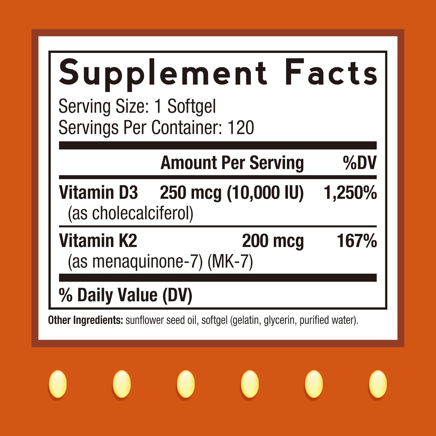 Doctor's Recipes Vitamina D3 + K2, 10.000 UI, 200 mcg MK-7, 120 Cápsulas Blandas