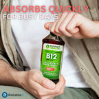 Reliable-1 Laboratories Vitamina B12 Líquida 1000mcg – Suplemento Diario para Hombres y Mujeres – Sabor Natural a Cereza