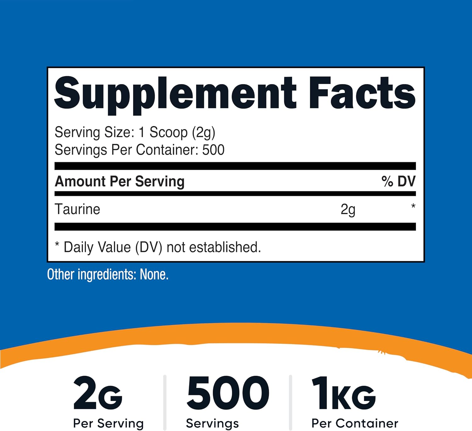 Nutricost Taurina en Polvo (1 kg) - 500 porciones