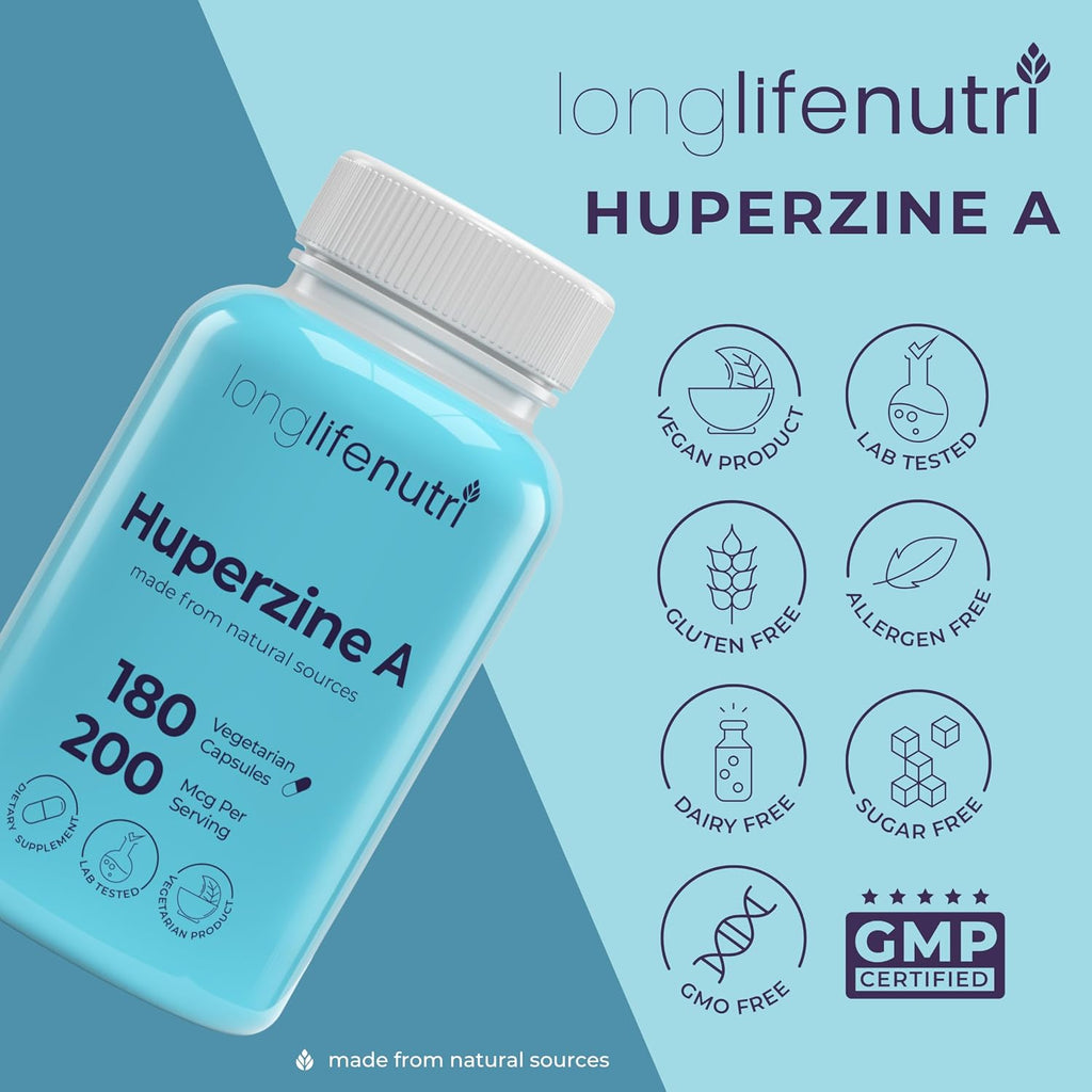 LongLifeNutri Huperzina A 200mcg - 180 Cápsulas Vegetarianas