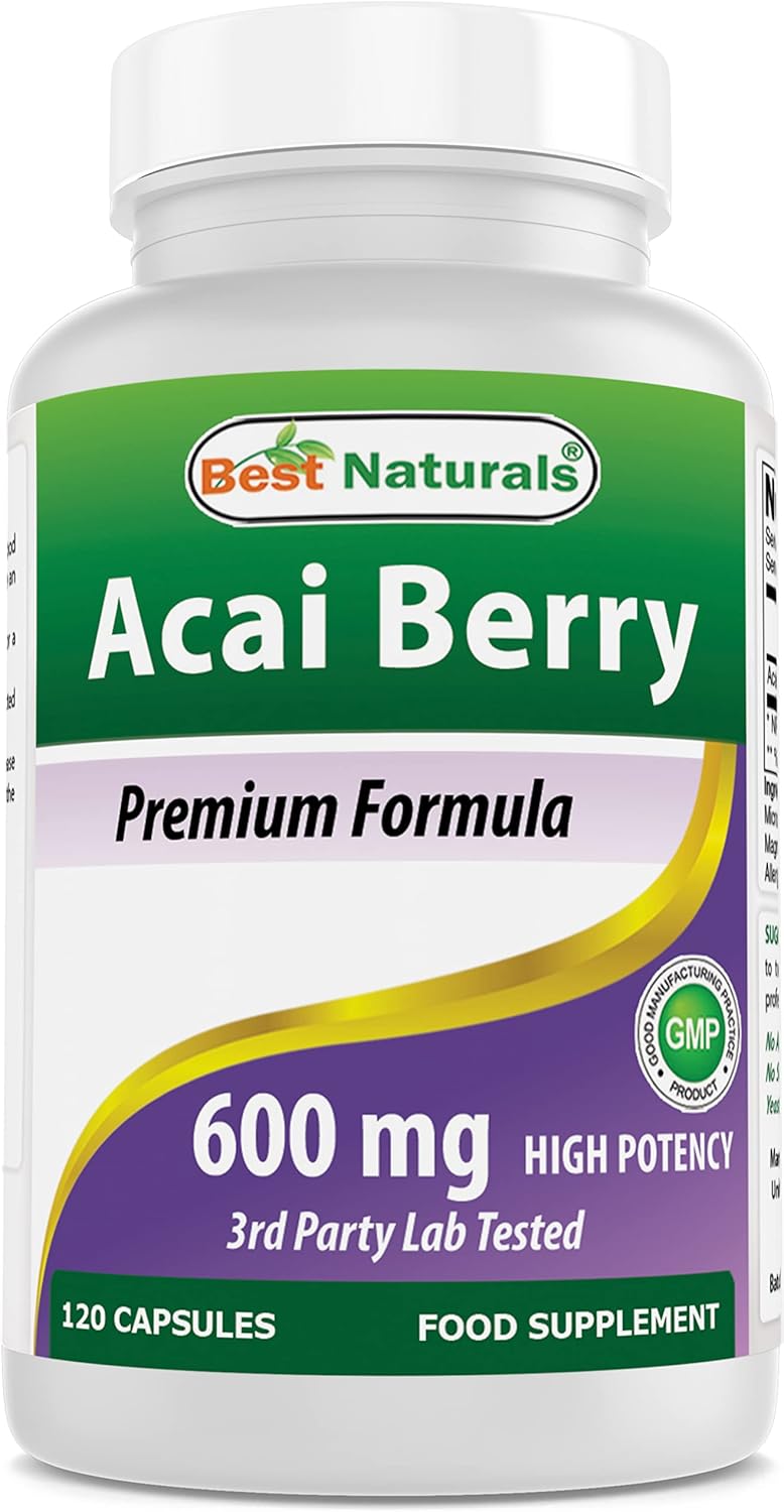 Acai Berry 600mg por Dosis - 100% Puro - 120 Cápsulas