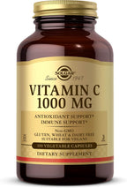Solgar Vitamin C 1000 mg, 250 Vegetable Capsules - Antioxidant and Immune Support with Bioflavonoids