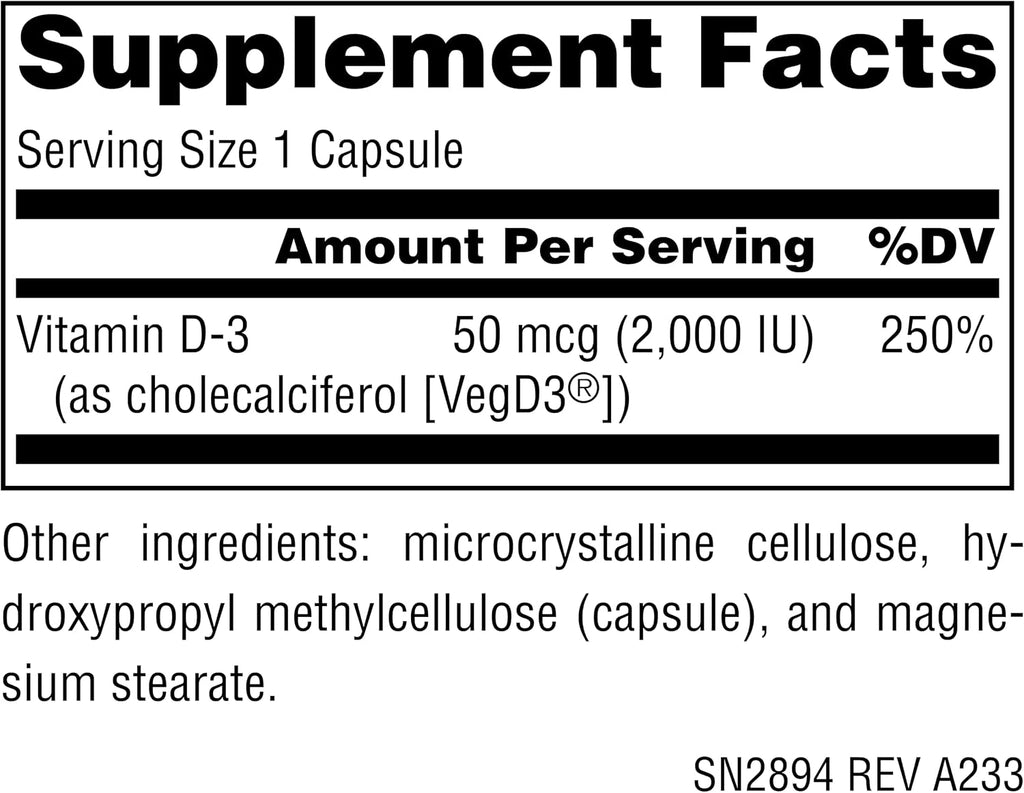 Source Naturals Vegan True Vitamina D-3, 2000 UI - 60 Cápsulas