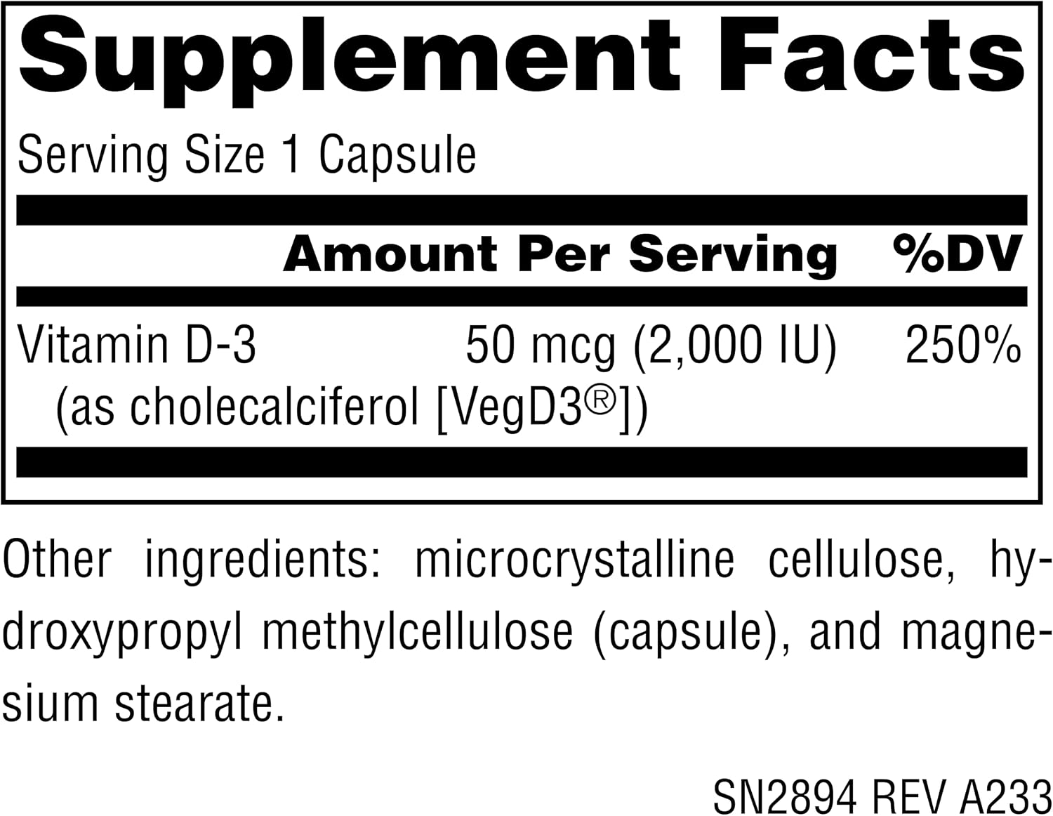 Source Naturals Vegan True Vitamina D-3, 2000 UI - 60 Cápsulas