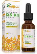 Zoomavit Vegan Liquid Drops Vitamina D3 K2 (MK7) - 100% Vegetal - 1000 UI D3 + 200 mcg K2 por dosis