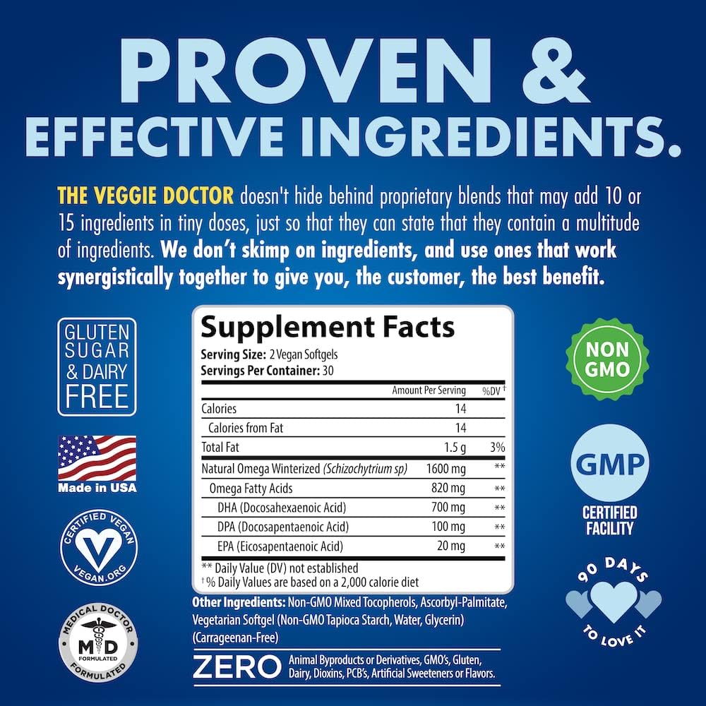 Vitaminas prenatales veganas con DHA y EPA (60 cápsulas) - Suplemento de algas con vitamina E, sin carragenina