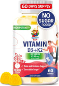 SUNNY SAM Gomitas de Vitamina D3 y K2 sin Azúcar - 5000 UI - 60 unidades