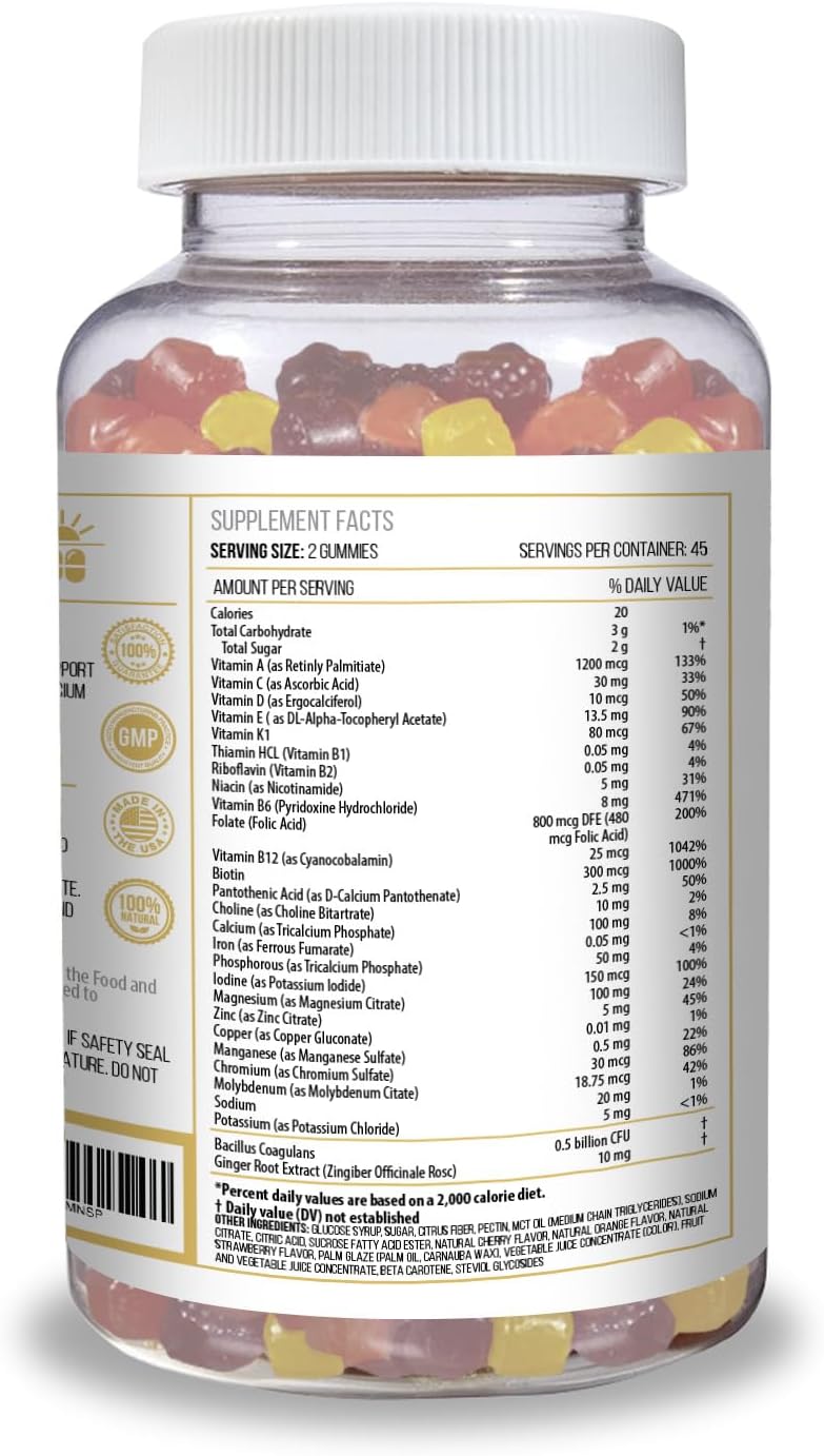 ACTIF Gomitas Bariátricas Orgánicas - 25+ Vitaminas y Minerales - 90 Gomitas