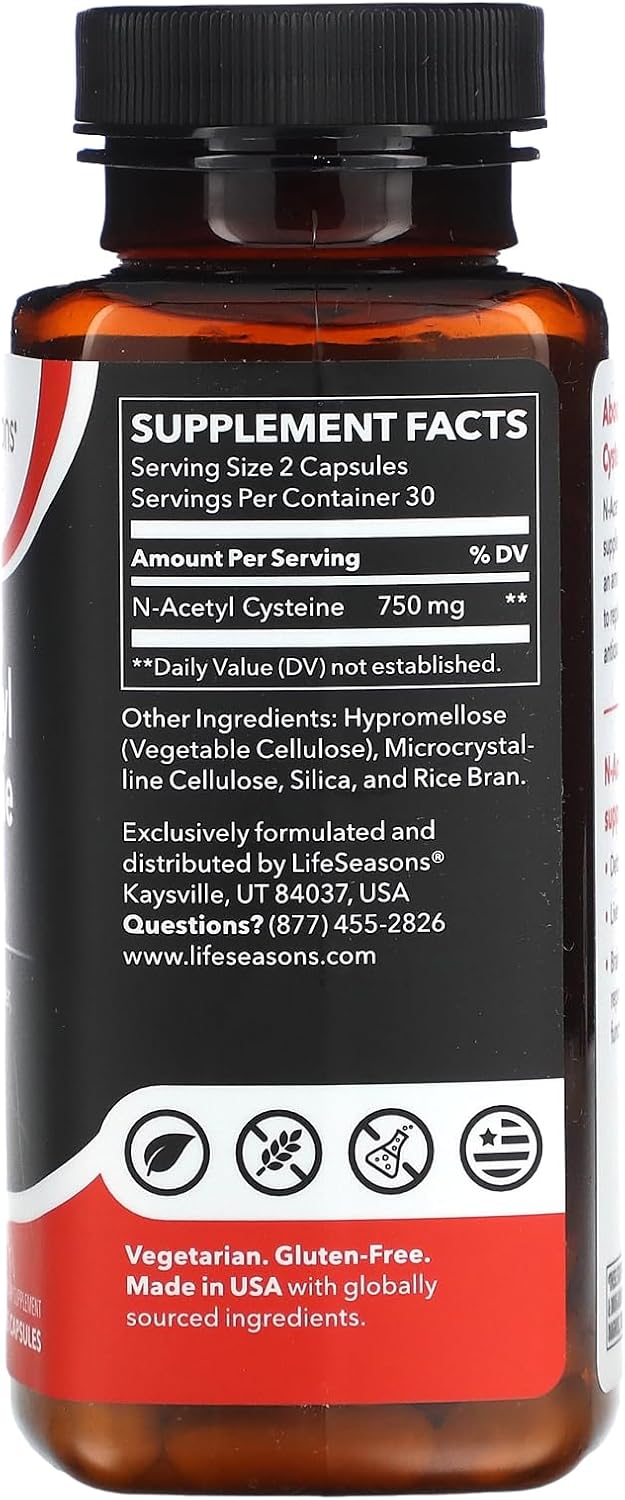 LifeSeasons N-Acetil Cisteína (NAC) 750 mg – 120 Cápsulas Vegetales