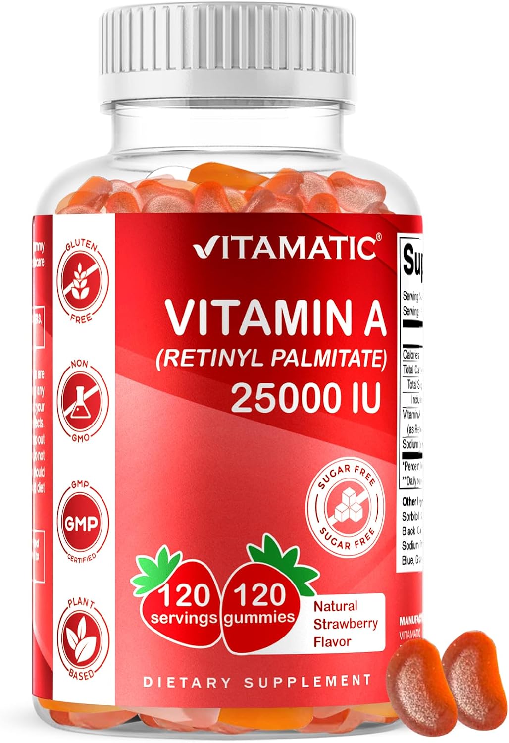 Vitamatic Vitamina A 25.000 UI Gomitas Sin Azúcar - Retinol Palmitato - 120 Unidades