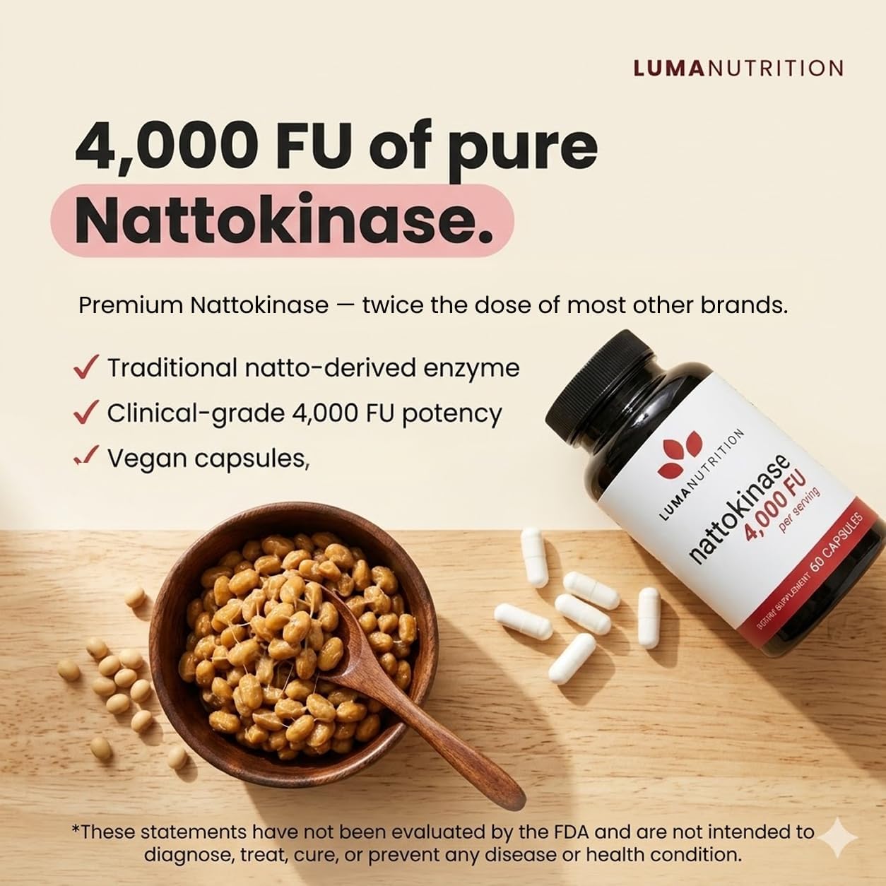 Luma Nutrition Nattokinasa 4000 FU - 60 Cápsulas