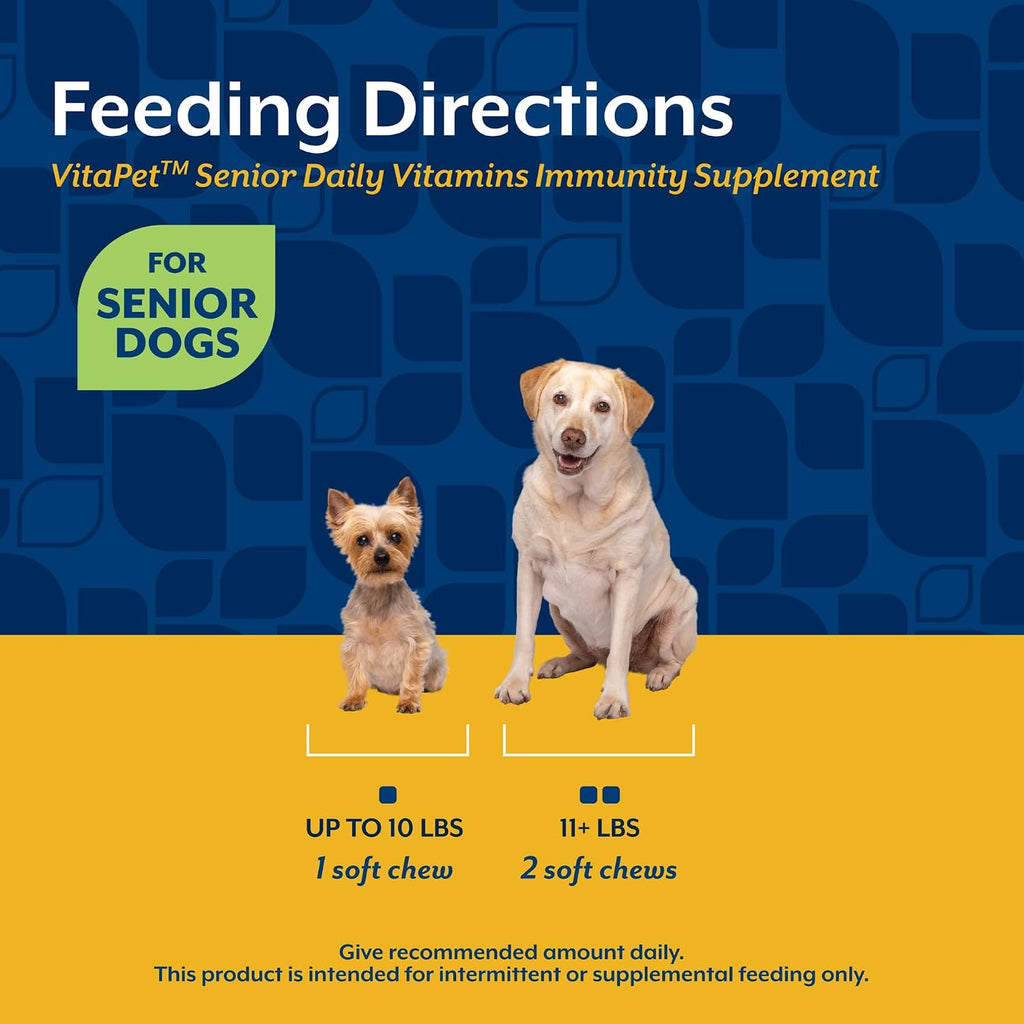NaturVet VitaPet Senior Daily Vitamins Plus Glucosamine para Perros, 60 comprimidos masticables