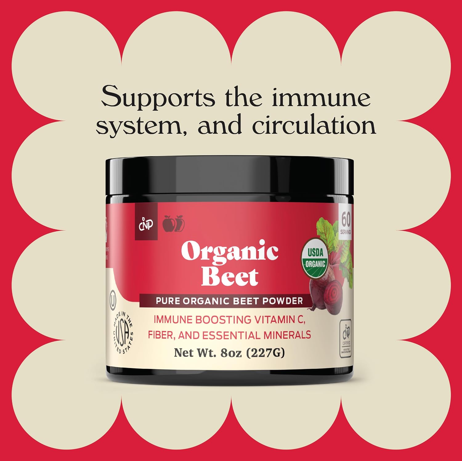 Pure Organic Beet Root Powder - Polvo de Remolacha Ecológica Pura - 8 oz (227 g) - 60 Porciones