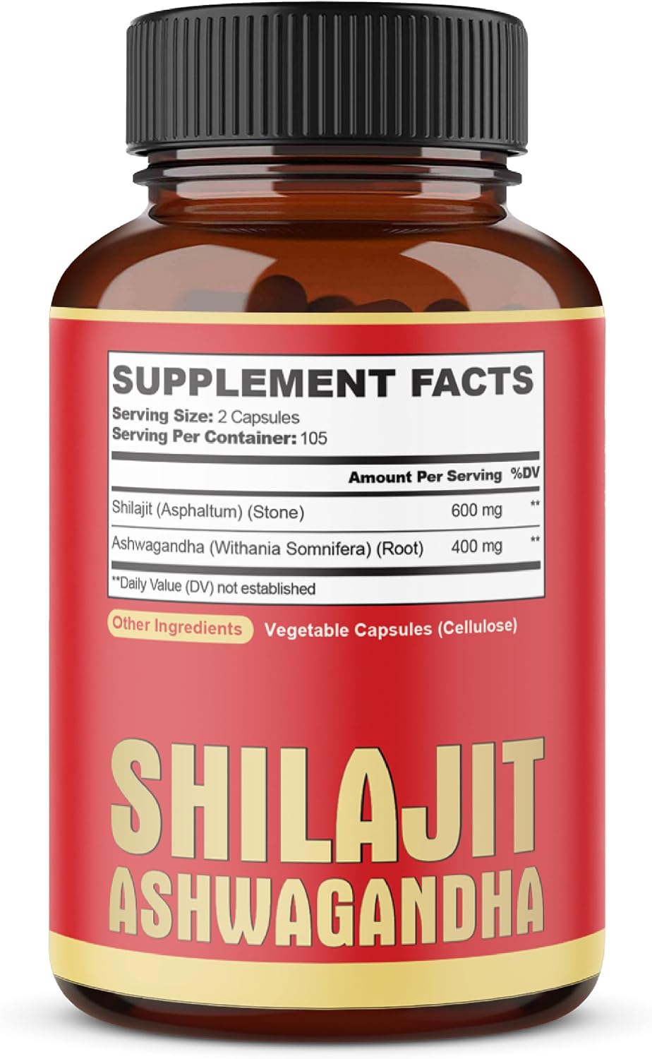 agobi Shilajit con Ashwagandha, 210 Cápsulas - 600mg Shilajit Puro del Himalaya + 400mg Ashwagandha Orgánica