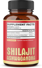 agobi Shilajit con Ashwagandha, 210 Cápsulas - 600mg Shilajit Puro del Himalaya + 400mg Ashwagandha Orgánica